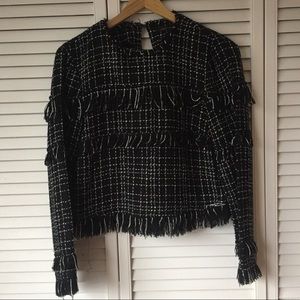 Zara b&w tweed top